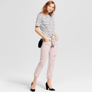 Mossimo Jeans Blush Pink Distressed Boyfriend Crop